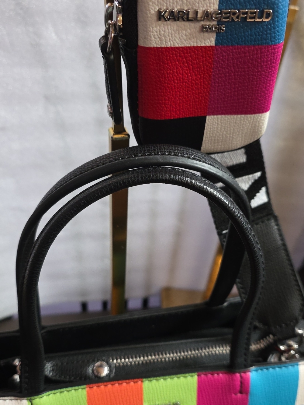 Karl Lagerfeld Tote with Character Appliqué & Matching Clip On Pouch Nwt - Picture 5 of 13